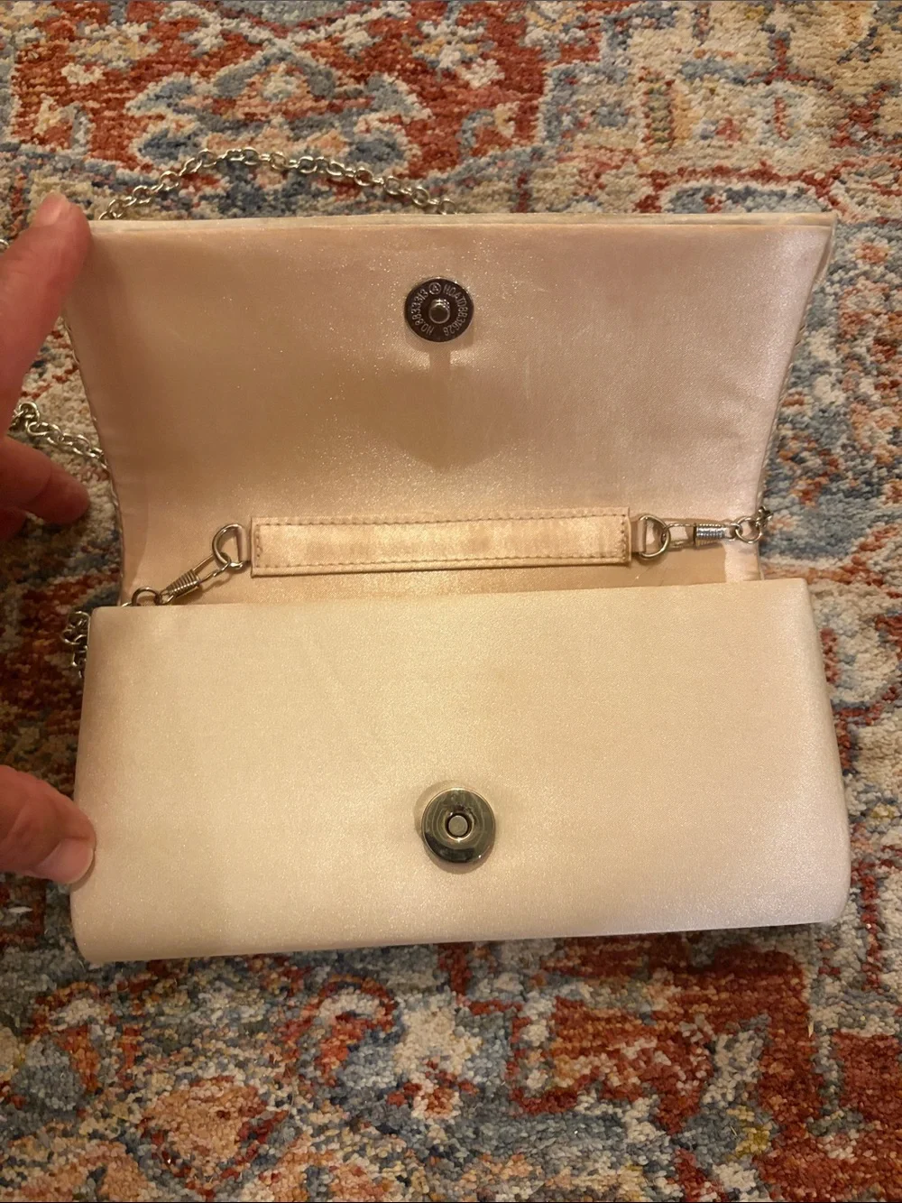 Elegant Beige Evening Clutch with Chain Strap